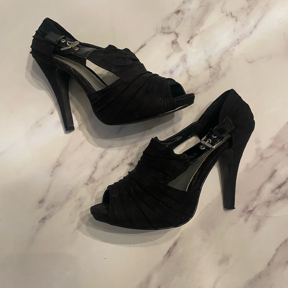 Maurices Black Peep-Toe Heels